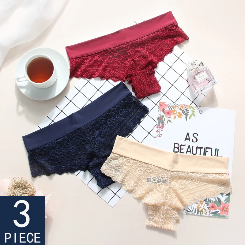 

BANNIROU Female Panties Woman Lace Sexy Lingerie Women Briefs Soft New Sale Seamless Lace Women's Underwear 3 Pcs Free Shipping