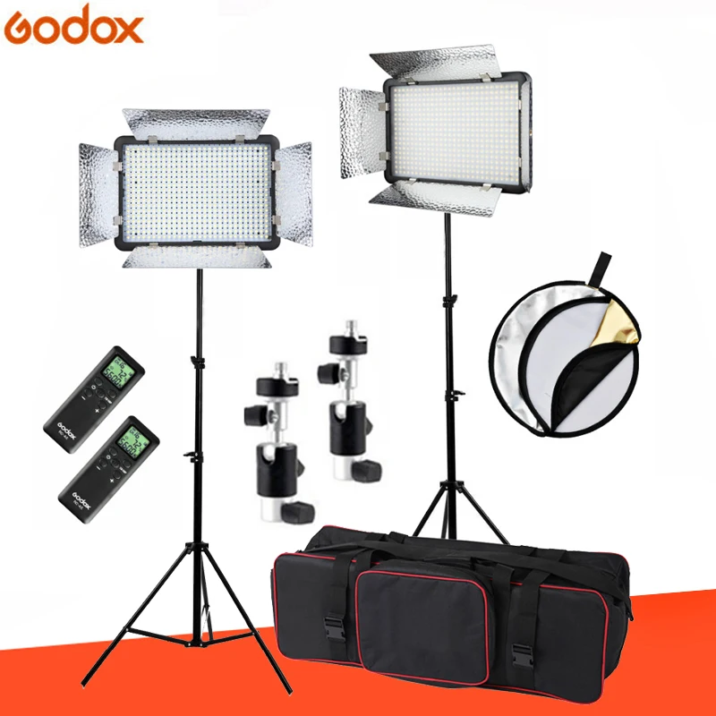 Godox 2x500 светодиодный 3300-5600K беспроводной пульт дистанционного управления видео светильник комплект светодиодный 500LRC+ 2 м подставка+ сумка для переноски студийный светильник ing