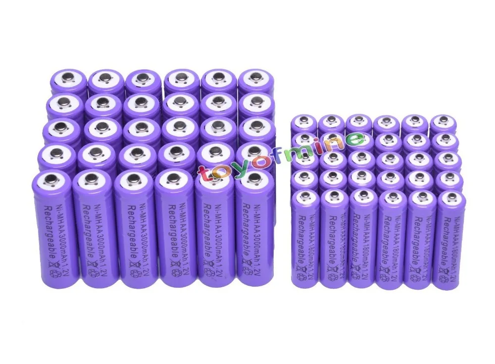 10/20/24/30/40 шт AA 3000mAh + AAA 1800mAh 1 2 V NiMH фиолетовый аккумулятор|aaa 1.2v|rechargeable batteryaaa 1.2v