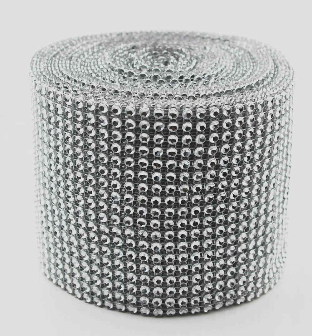 18-рядная Серебряная Кристальный Свадебный Стол Из Сетчатой ленты со стразами