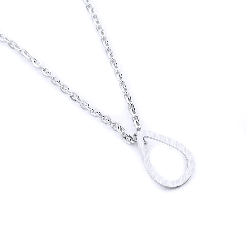 DIANSHANGKAITUOZHE Silver Color Teardrop Raindrop Line Pendant Necklace Women Fashion Jewelry Stainless Steel Collares Mujer|collares mujer|fashion