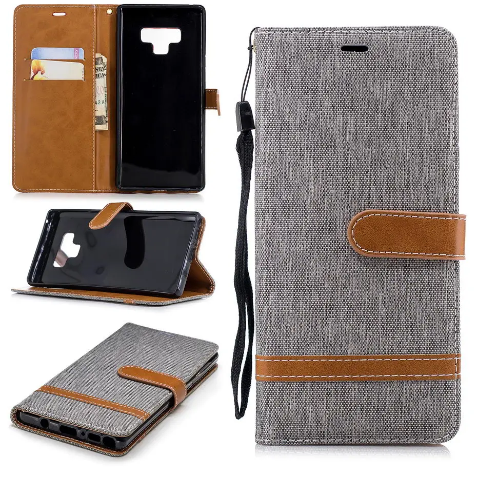 Кожаный флип чехол Desyner Denim смешанных цветов для Samsung galaxy Note 9 сумка бумажник