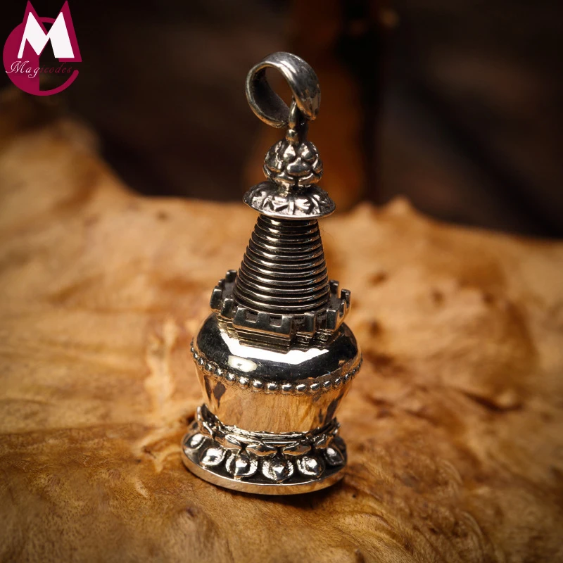 Мужское винтажное ожерелье с подвеской в виде буддизма и пагоды Тибета Stupa Wheel Amulet