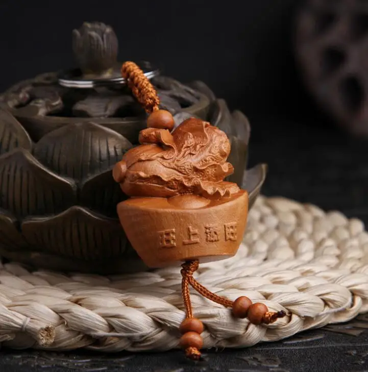 Китайский персиковое дерево резное слово сейф и удачи китайская капуста Yuanbao