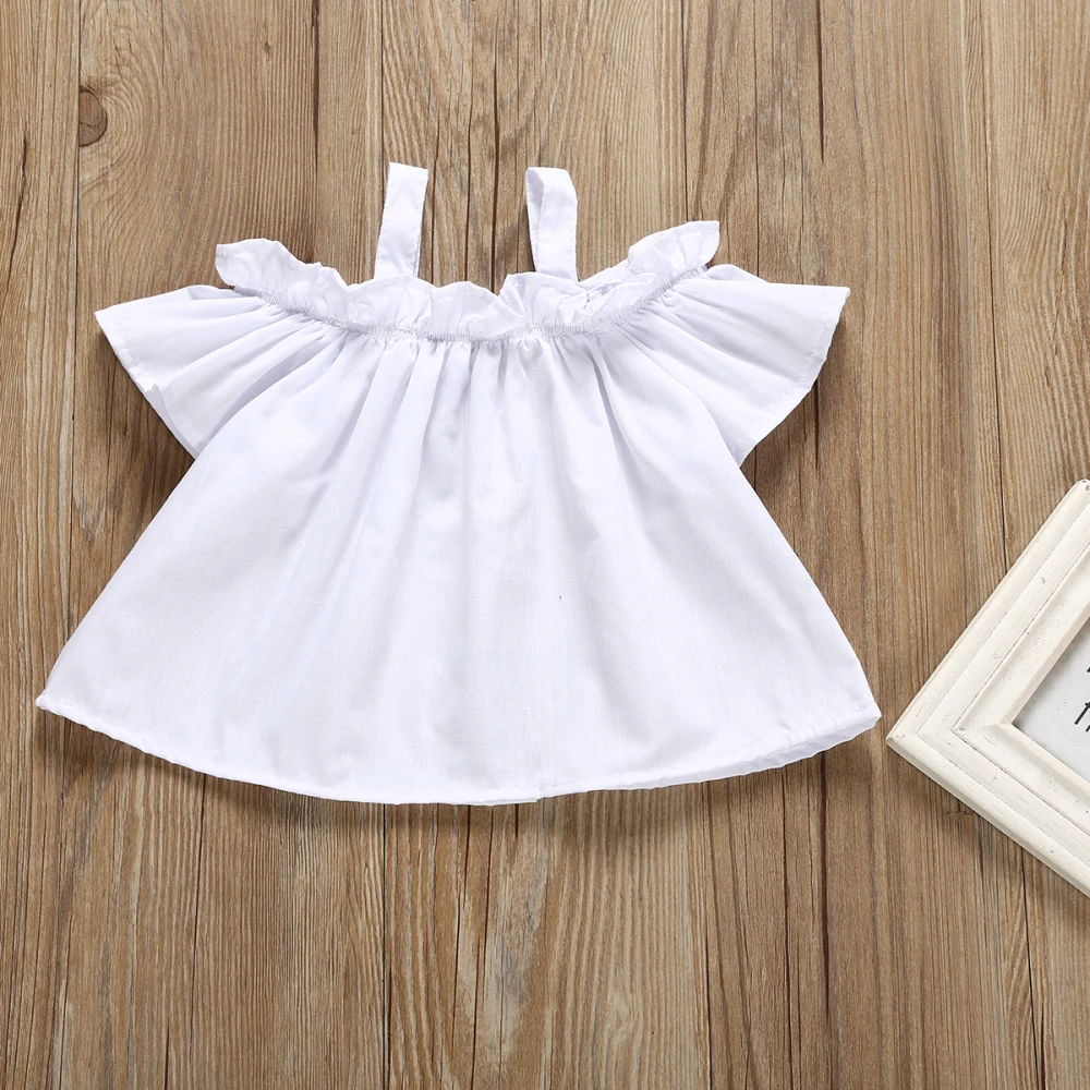 Детский топ с открытыми плечами и брюки в полоску|Комплекты одежды для девочек| |