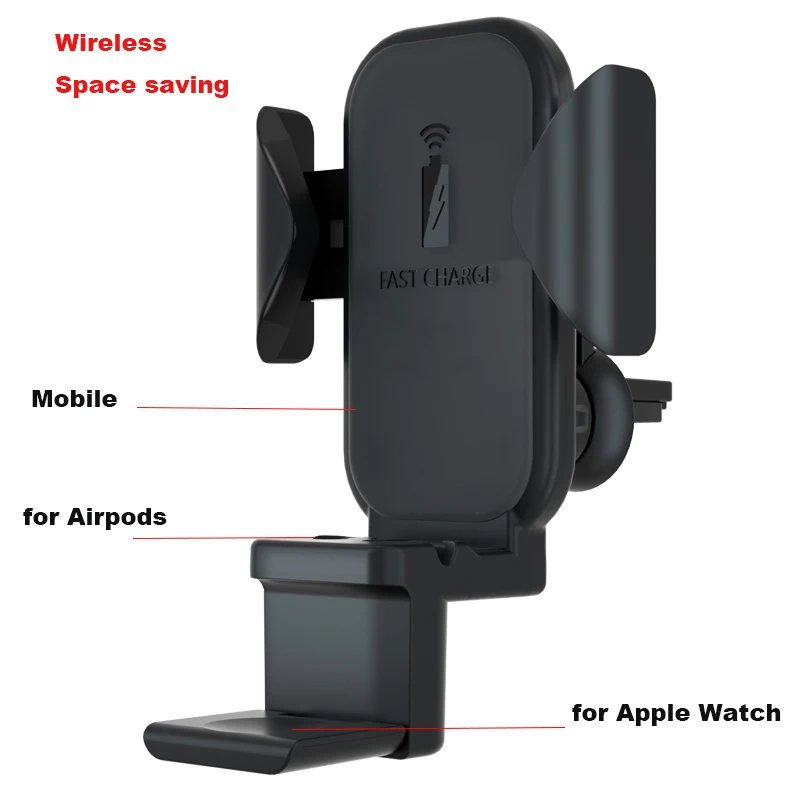 Быстрое беспроводное зарядное устройство для автомобиля Airpods Apple Watch серии iWatch 1 2 3