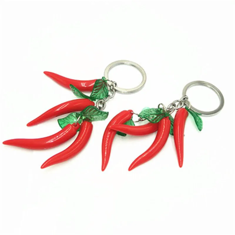 C1 Fashion Keychain Bag Cute Resin Chilli Pendant Creative Chili Key Chain Car Key Ring Female Jewelry Holiday Gift - Цвет: C1