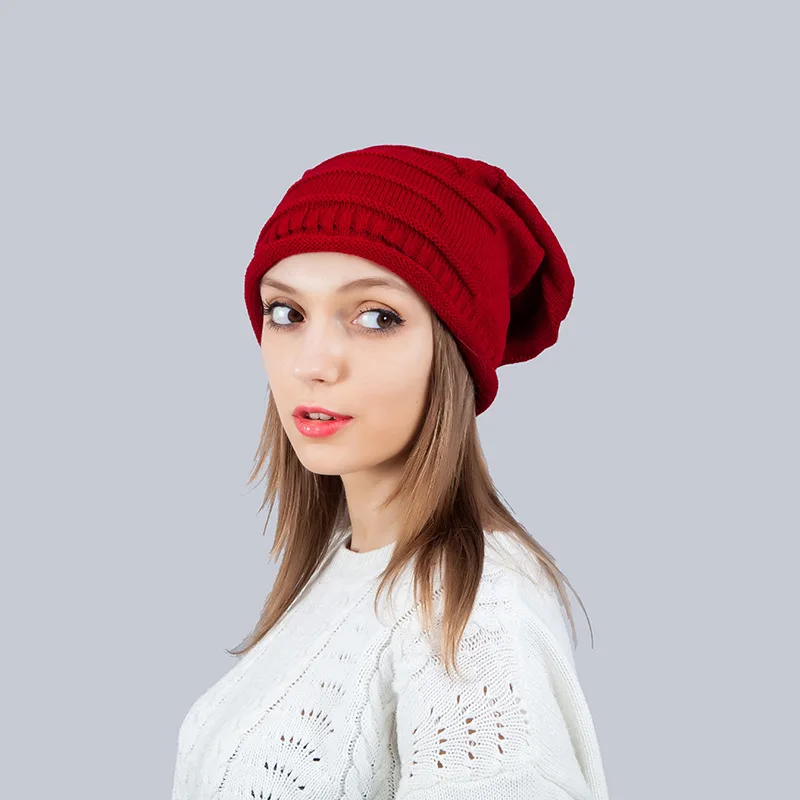 Женская и мужская шапка однотонная теплая Skullies вязаная бини простые теплые шапки