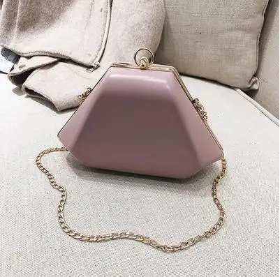 Pink Геометрическая коробка стильная сумка через плечо из искусственной кожи женская модная винтажная сумка почтальон женские вечерние клатч на цепочке сумочка женская сумочка - Цвет: Pink