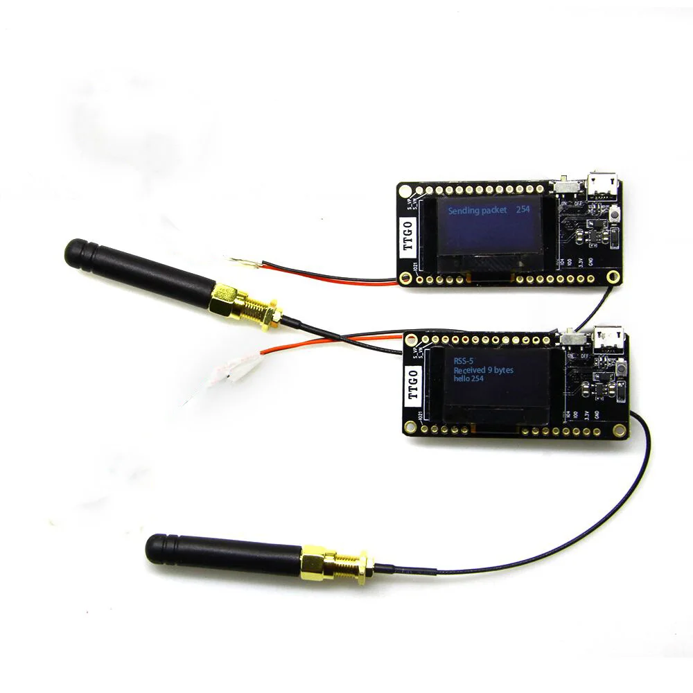

LILYGO® 2 Pcs/lot TTGO LORA32 V2.0 433/915Mhz ESP32 LoRa OLED 0.96 Inch Blue Display SD Card ESP-32 WIFI Bluetooth Module