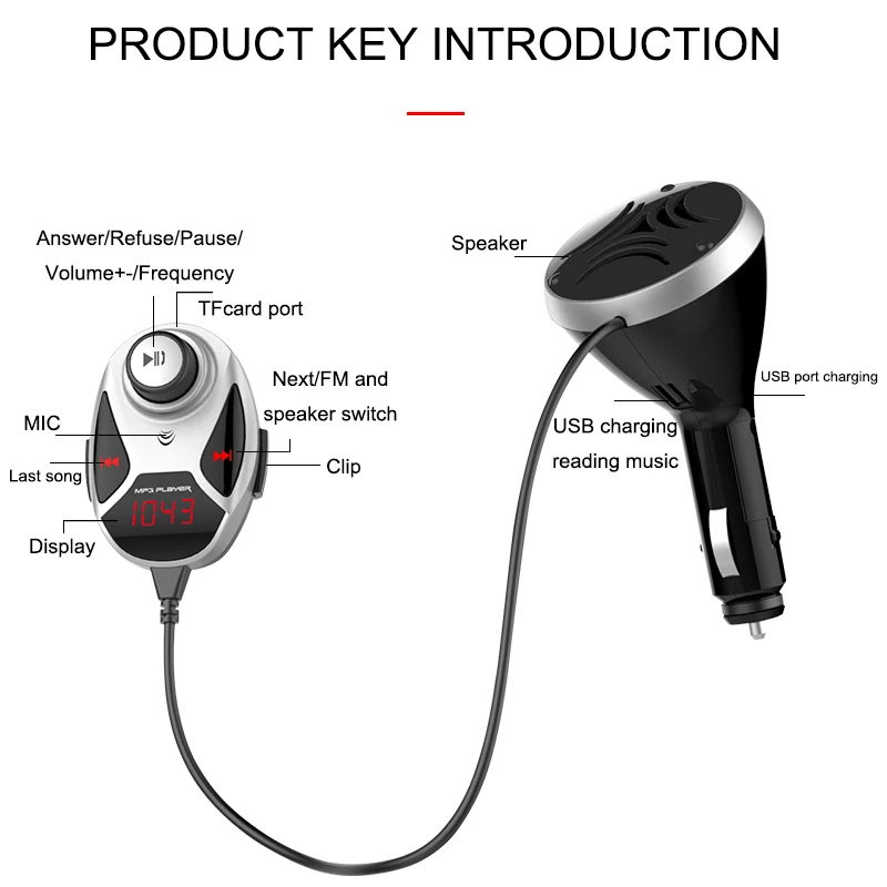 BT12 двойной USB Bluetooth fm передатчик Аудио Автомобильный Mp3 плеер беспроводной