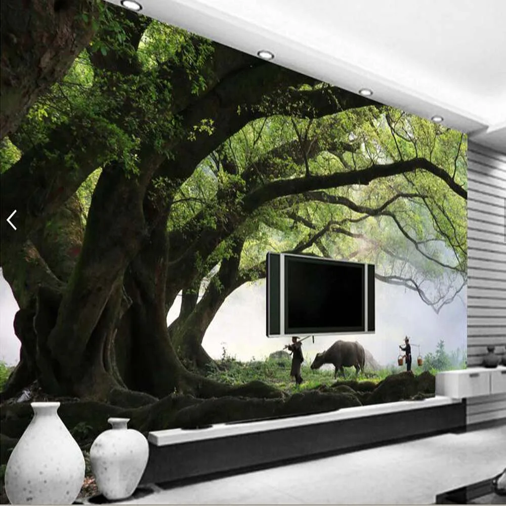 

photo 3D wallpaper Custom natural sunlight green eye forest landscape wall paper for wall 3D bedroom for living room background