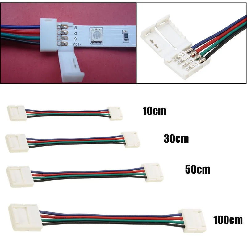 10 мм 10/30/50/100 см 4 Pin RGB Светодиодная лента светильник для подключения к 5050