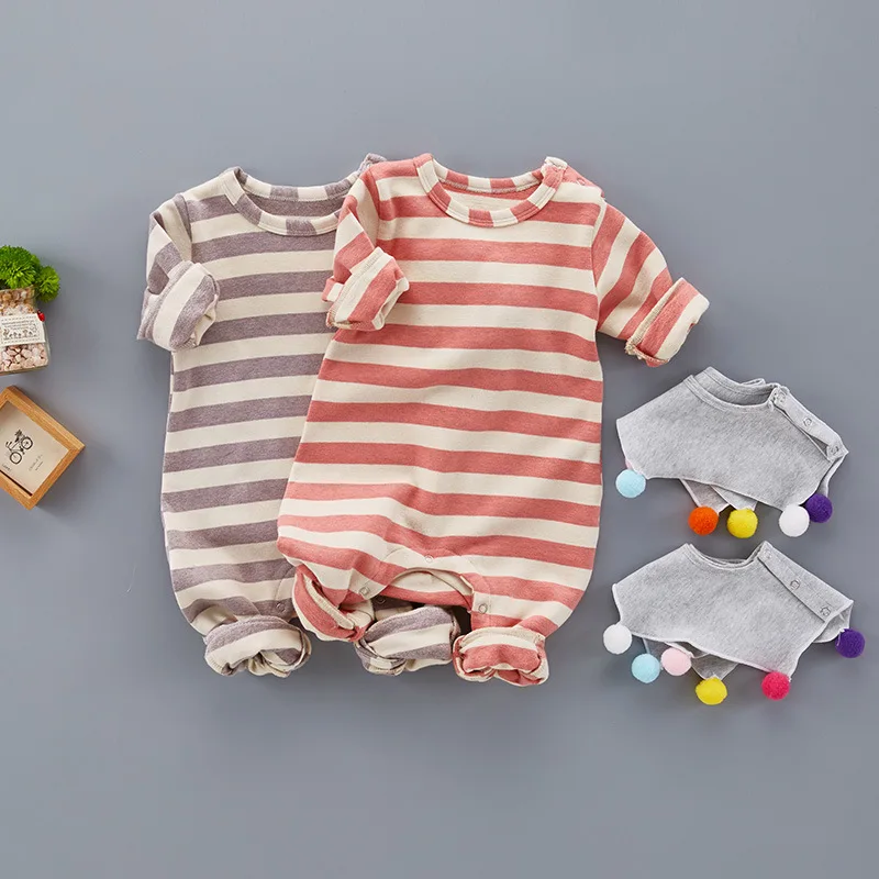 2017 simple fashion design baby long-sleeves overalls colorful balls rompers 6-18Months boy and girls pompom Free shipping | Детская