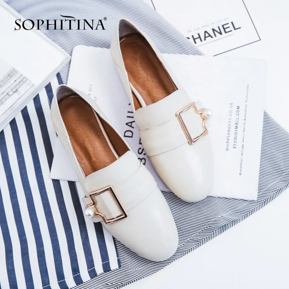 SOPHITINA/Качественная женская обувь из натуральной кожи на плоской подошве с