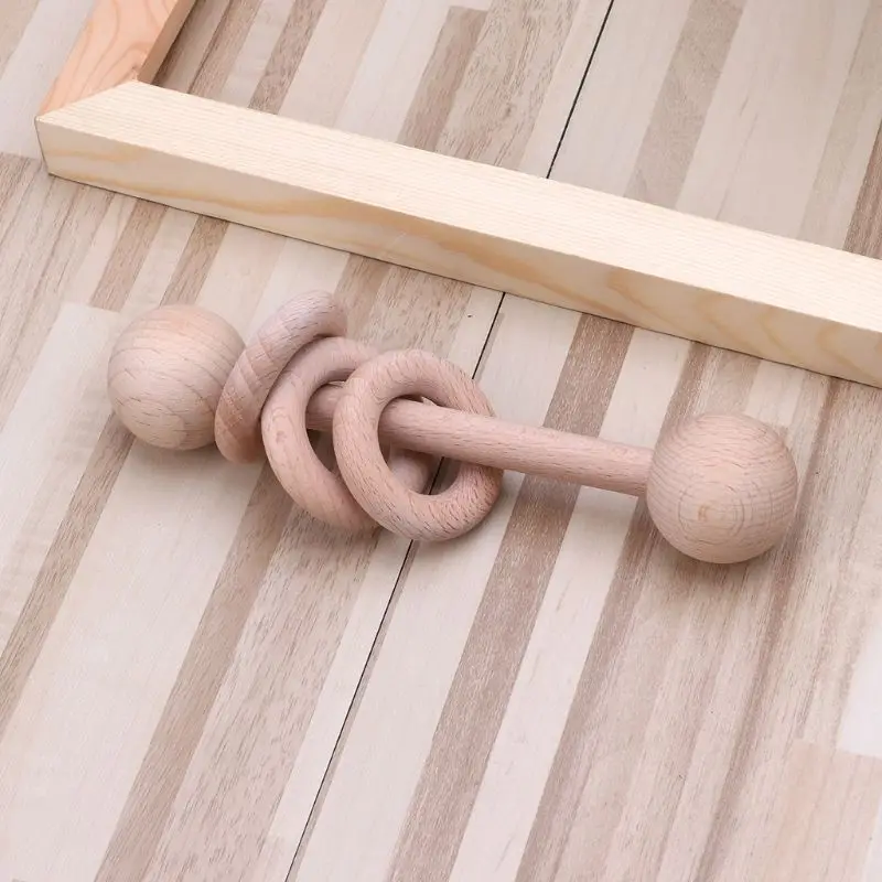 

Food Grade Wooden Teether Baby Rattles Montessori Toys Newborn Shower Gift Toddler Teething Ring
