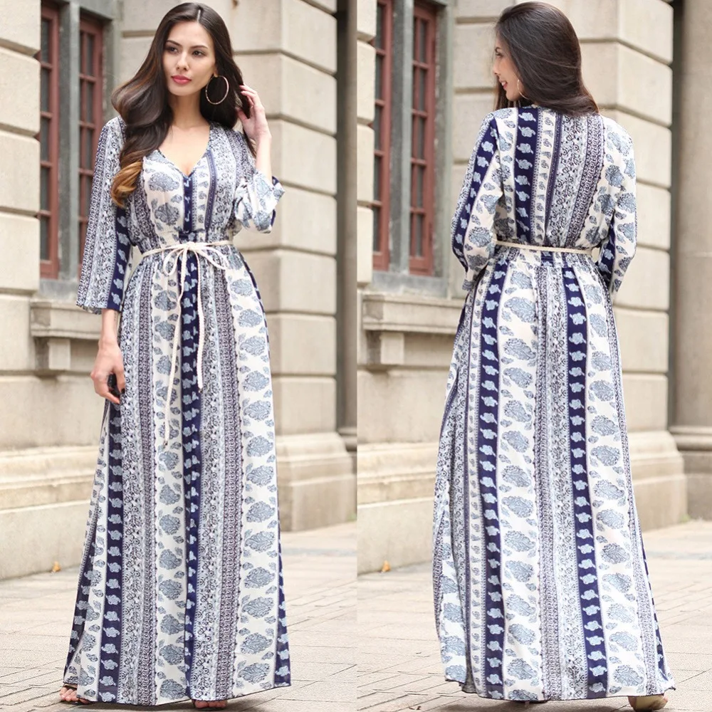 Telotuny печатных осень цветочные Boho длинным рукавом Женские платье платья для беременных реквизит элегантное праздничное платье 8 октября