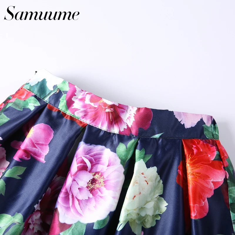 Samuume Новинка весны эластичные Высокая Талия Винтаж юбки Для женщин 2018 яркие цвета