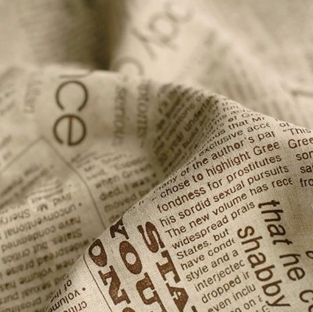 Женская конопляная хлопковая льняная ткань для шитья фототкань 145*100 см газета (1