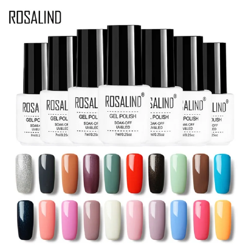 Гель лак ROSALIND 1 для ногтей 7 мл белая бутылка дизайна чистые цвета долговечный