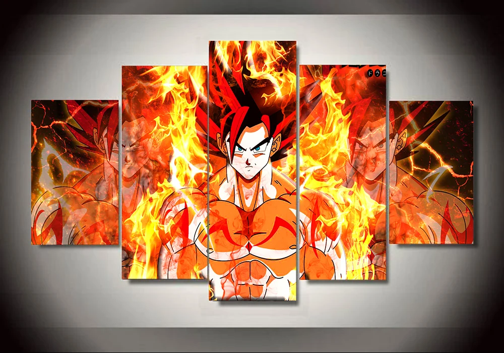 5 панелей стены искусства различные варианты Драконий жемчуг Z Goku Saiyan Картины