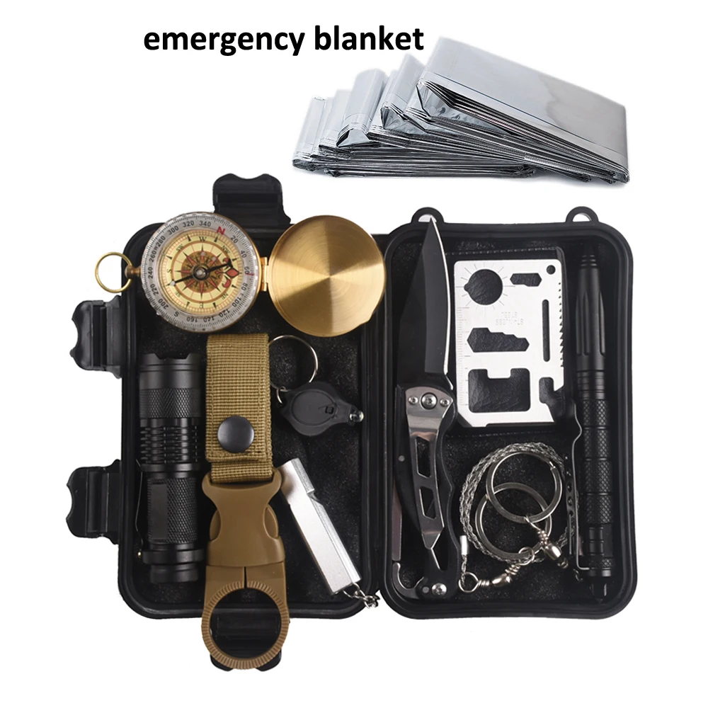 

11 in 1 survival kit Set Outdoor Camping Travel Multifunction First aid SOS EDC Emergency Supplies Tactical for Survival Kit