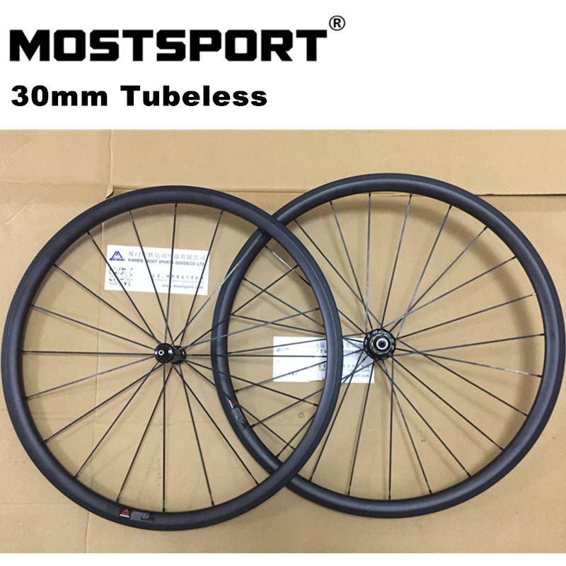 

MOSTSPORT 30 мм клинчерные/бескамерные готовые карбоновые колеса с прямым тяговым Powerway R36 втулки стойка Aero 1432 спицы