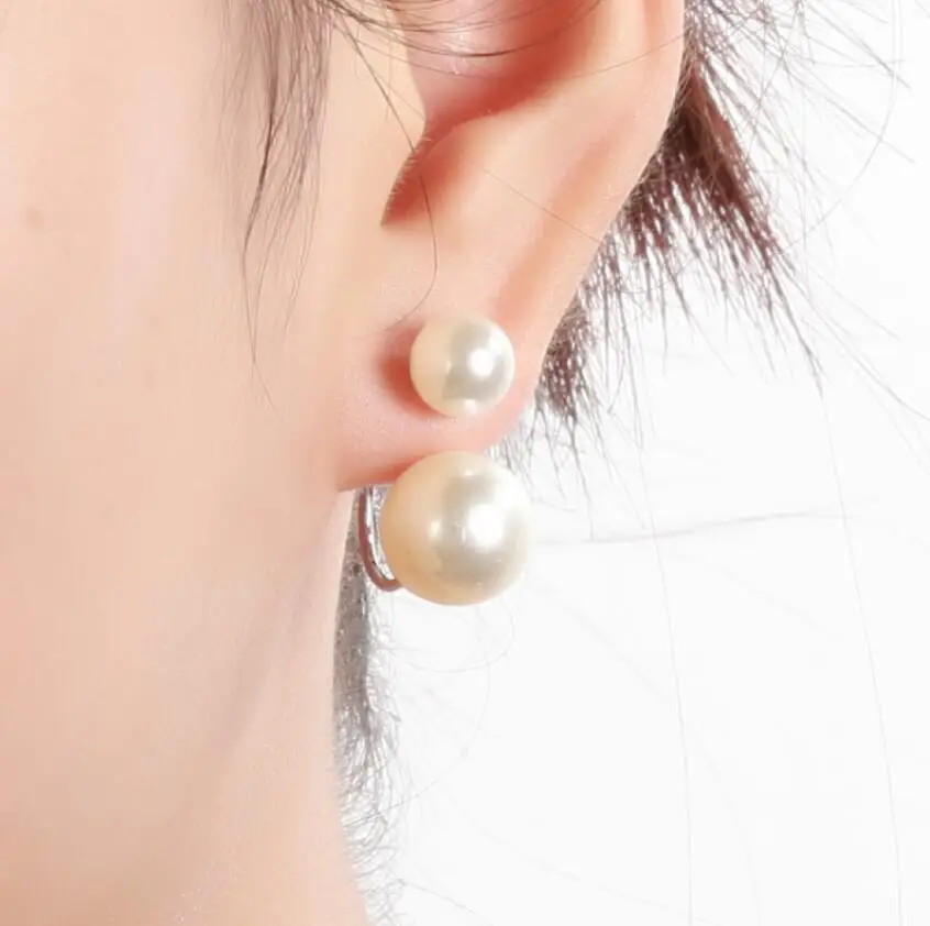 Hfarich Tibetan Blue Stone Bead Flower Heart Pearl Earring Jackets for Women Wedding Geometric Piercing Earing Jewelry Brincos |