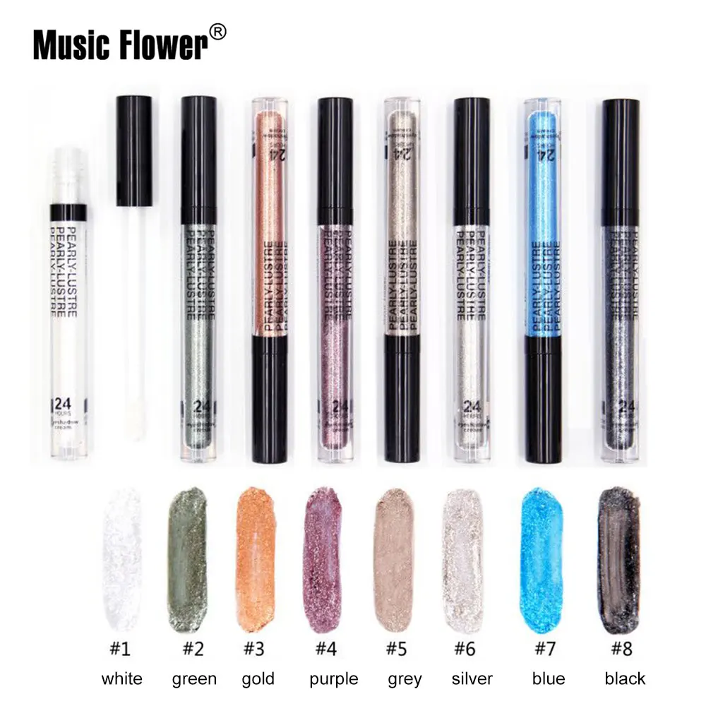Музыка цветок блеск Водонепроницаемый Жидкий тени для век 8 видов цветов золото