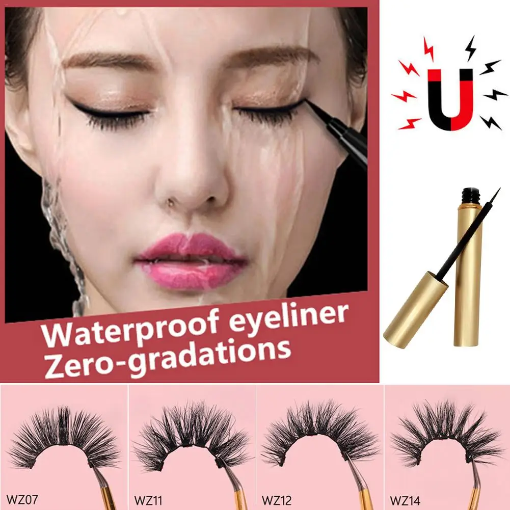

Waterproof Magnetic Liquid Eyeliner With A Three-magnetic 1 Pair False Eyelashes Natural Extension Ultra-Thin 3D Mink Eyelashes