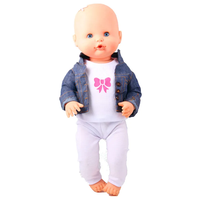 3-pcs white Одежда для кукол подходит 41 см Nenuco кукла Nenuco y su Hermanita 3в1 аксессуары для кукол джинсовое пальто белая футболка черные плавки для 16 дюймов - Цвет: 3-pcs white