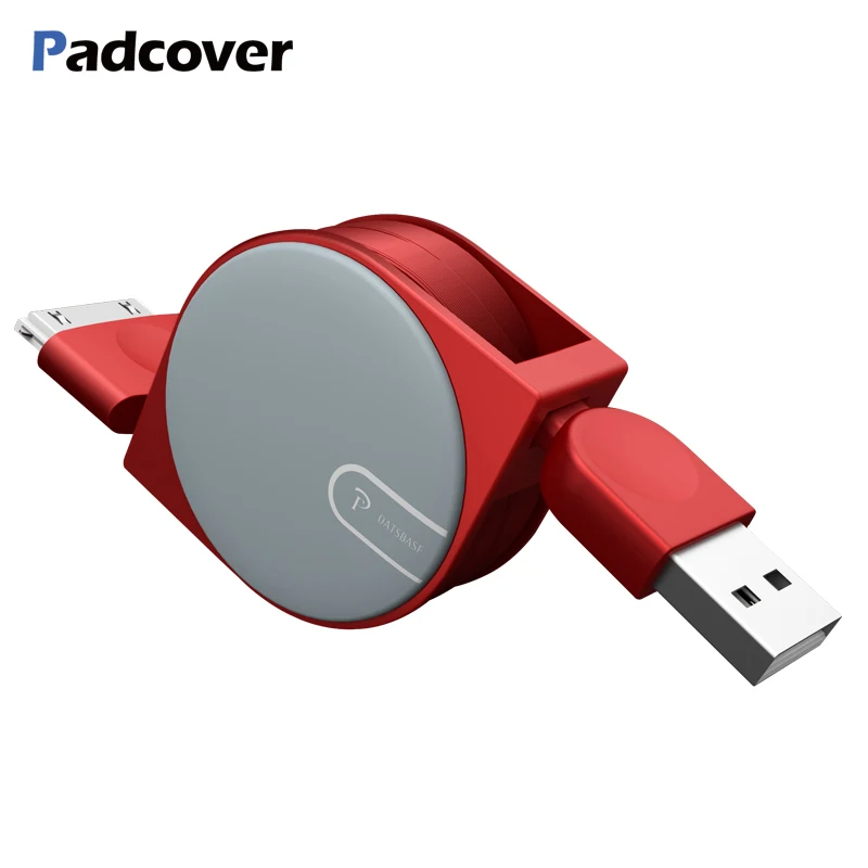 Usb-кабель с откидной крышкой для IPhone 4S 4, выдвижной кабель для зарядки и зарядки, 30pin для IPad 1, 2, 3, кабель для IPod Nano Itouch, адаптер