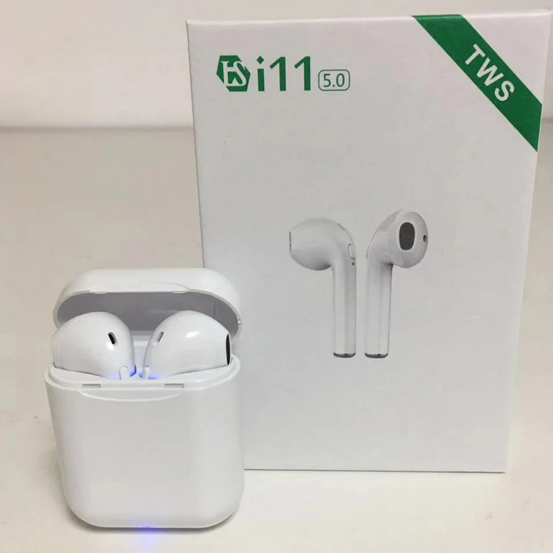 10 шт./лот i11 TWS стерео беспроводные Bluetooth наушники двойные с зарядной коробкой для