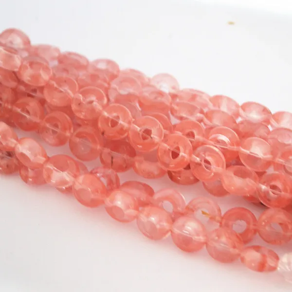 cherry quartz Модные плоские бусины из натурального камня, много цветов, большое отверстие, хорошее качество, 10 мм* 10 мм* 4 мм, 38 шт., DIY ювелирные аксессуары - Цвет: cherry quartz