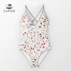 CUPSHE изящный Цельный купальник с цветочным принтом и v-образным вырезом, женский сексуальный Монокини со шнуровкой сзади, пляжные купальные костюмы для девочек 2020