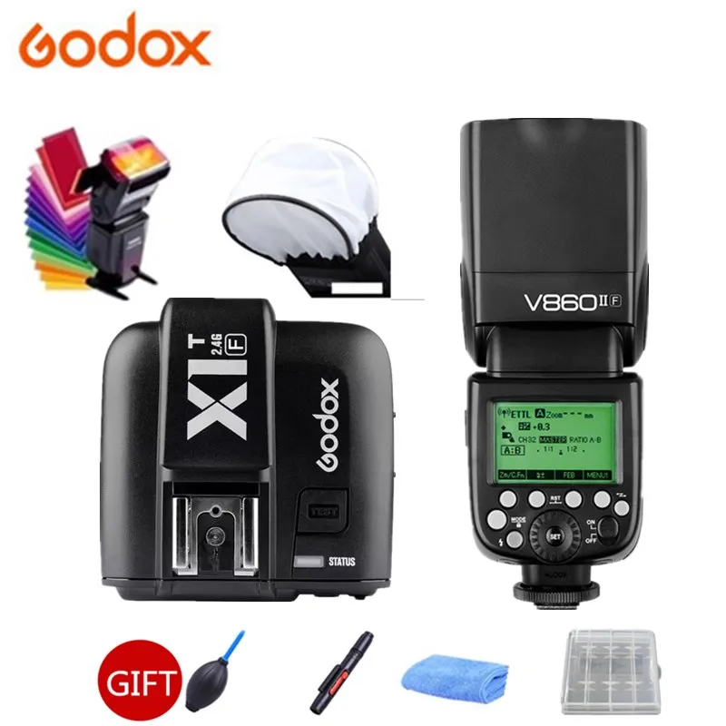 3x Godox Вспышка v860if V860II F HSS ttl 2 4G камера Speedlite литий ионный аккумулятор + X1T триггер