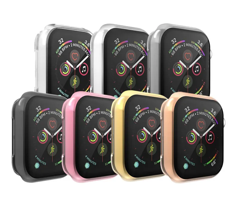 Чехол для apple watch band 4 iwatch band 44 мм 40 мм силиконовый Полноэкранный протектор ультратонкое водонепроницаемое покрытие часов аксессуары