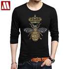 Футболка с изображением короны пчелы, футболка с круглым вырезом, футболки с принтом Стразы пчелы, Мужская футболка большого размера 5XL