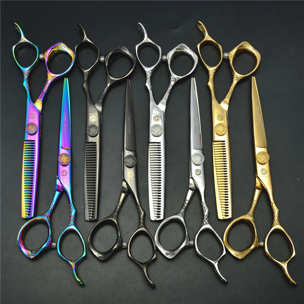 

9001# 6'' 17.5cm Brand Purple Dragon Hairdressing Scissors JP 440C Cutting/ Thinning Scissors Professional Human Hair Scissors