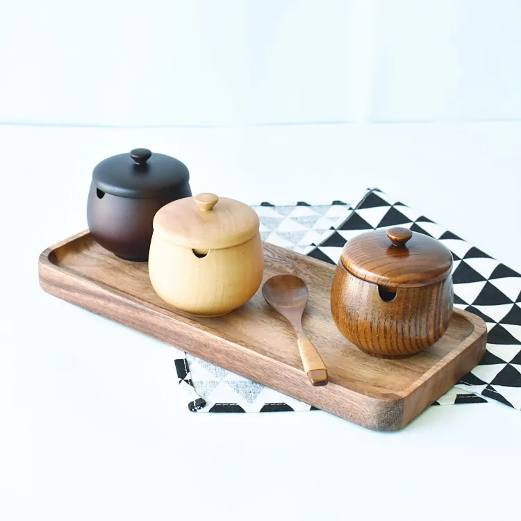 Новый продукт натуральный jujube деревянный трехцветный горшок для соли сахарный