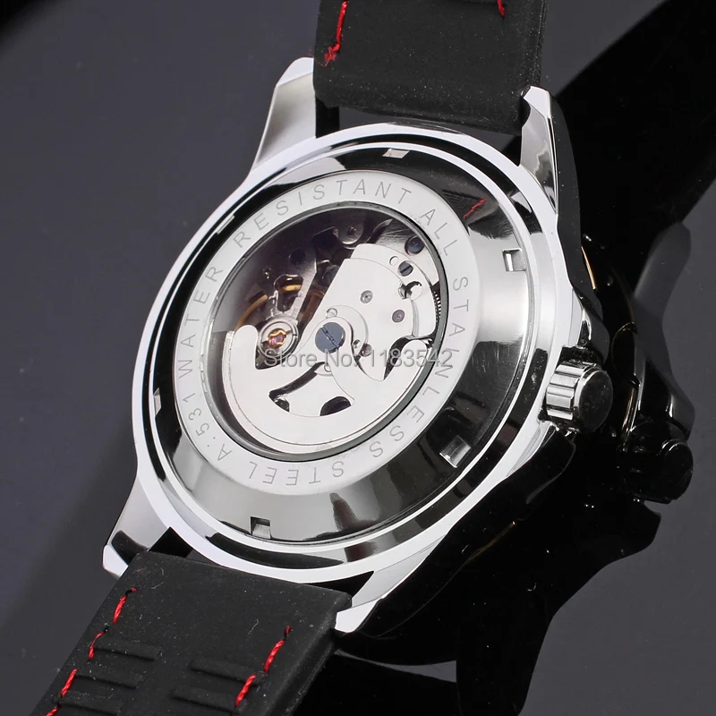 WINNER WRG8027M3T3 Automatic fashion dress wristwatch rose gold watch silicone strap for men hot selling free shipping | Наручные часы