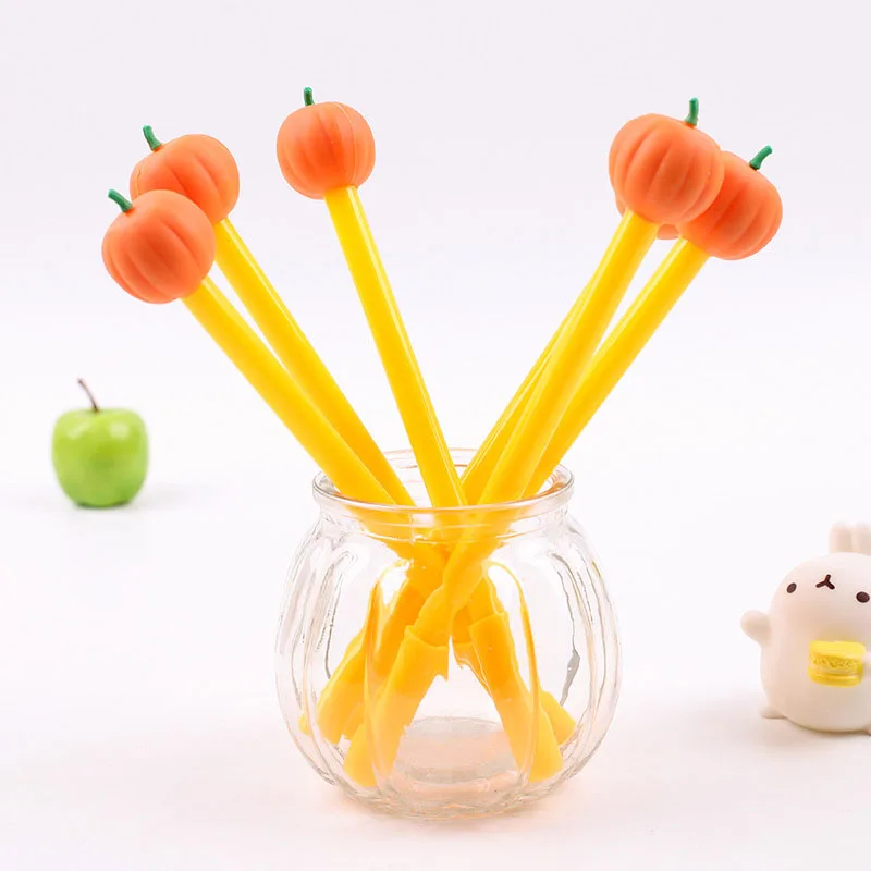 

5pcs / lot Pumpkin Shaped Halloween Pen , Cartoon Pumpkin Gel Pen for Kids Writing as School Stationary