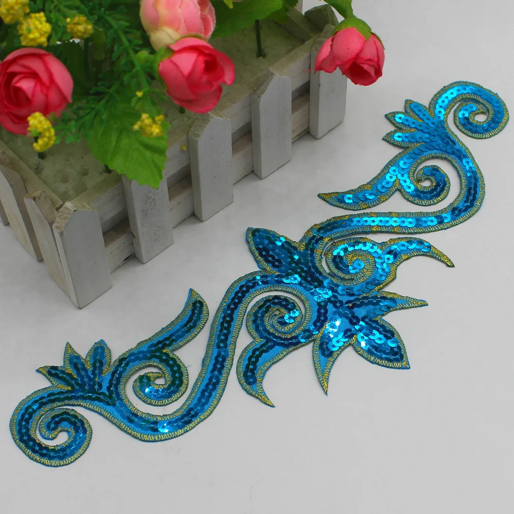 1 шт. патчи для волос с блестками 30 х10 см|sequin flower applique|flower appliqueflower trim |