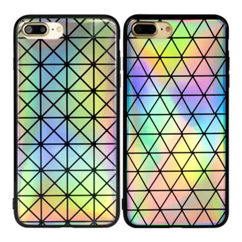100PCS Laser Shining Cases Cover for iPhone 7 8 X XS XR MAX Case Rainbow Back Phone Shell For By Free DHL |
