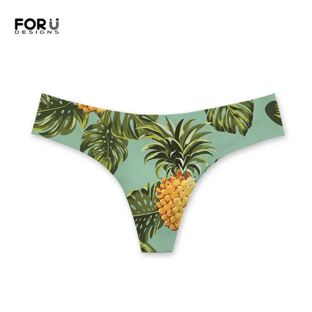 FORUDESIGNS/женские сексуальные трусики, стринги, Летний стиль, принт ананаса, дизайн, женское нижнее белье, низкая посадка, стринги, брендовые трусы на заказ - Цвет: HN086AY