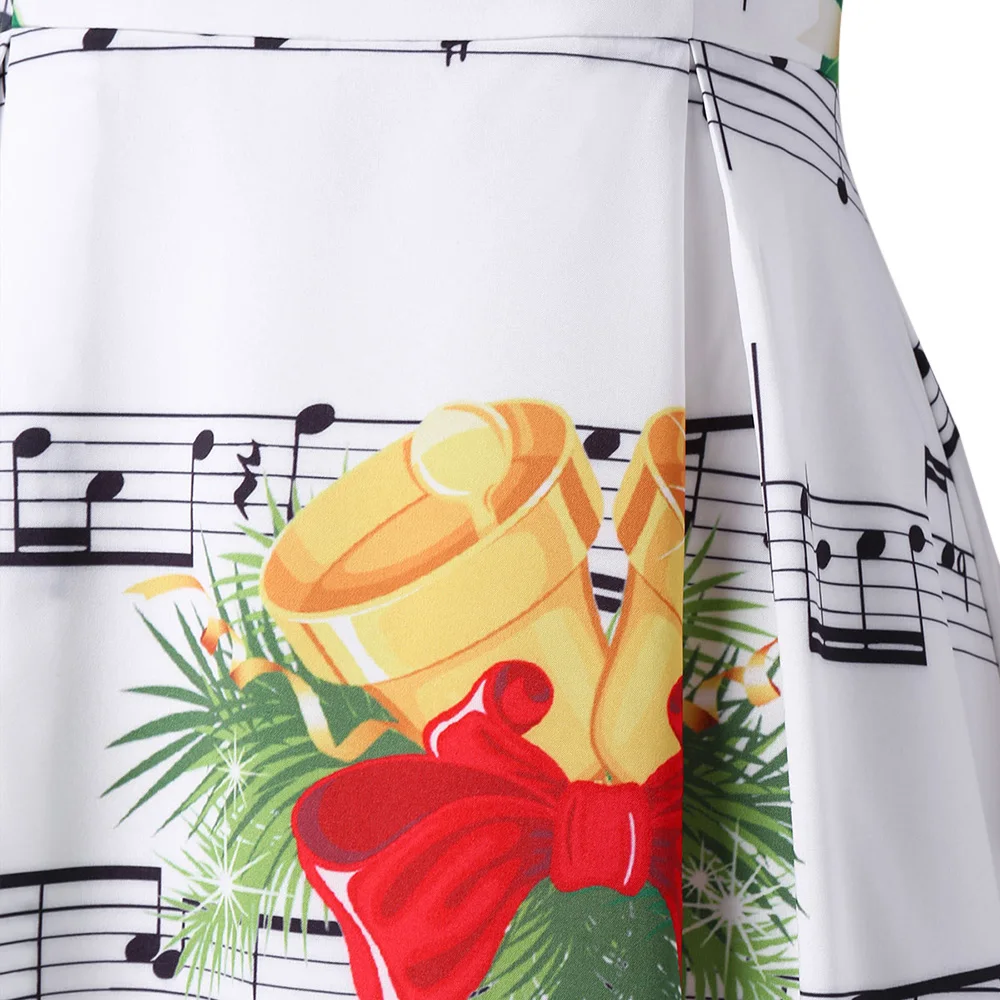 Wipalo Christmas Sweetheart Neck Music Note Print Dress Women Dresses Audrey Hepburn Robe Retro Vestidos 2XL | Женская одежда
