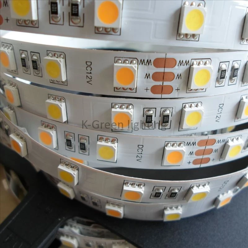 

50mX color temperature adjustable 5050SMD LED strip two color CW + WW 60LED/m express free shipping