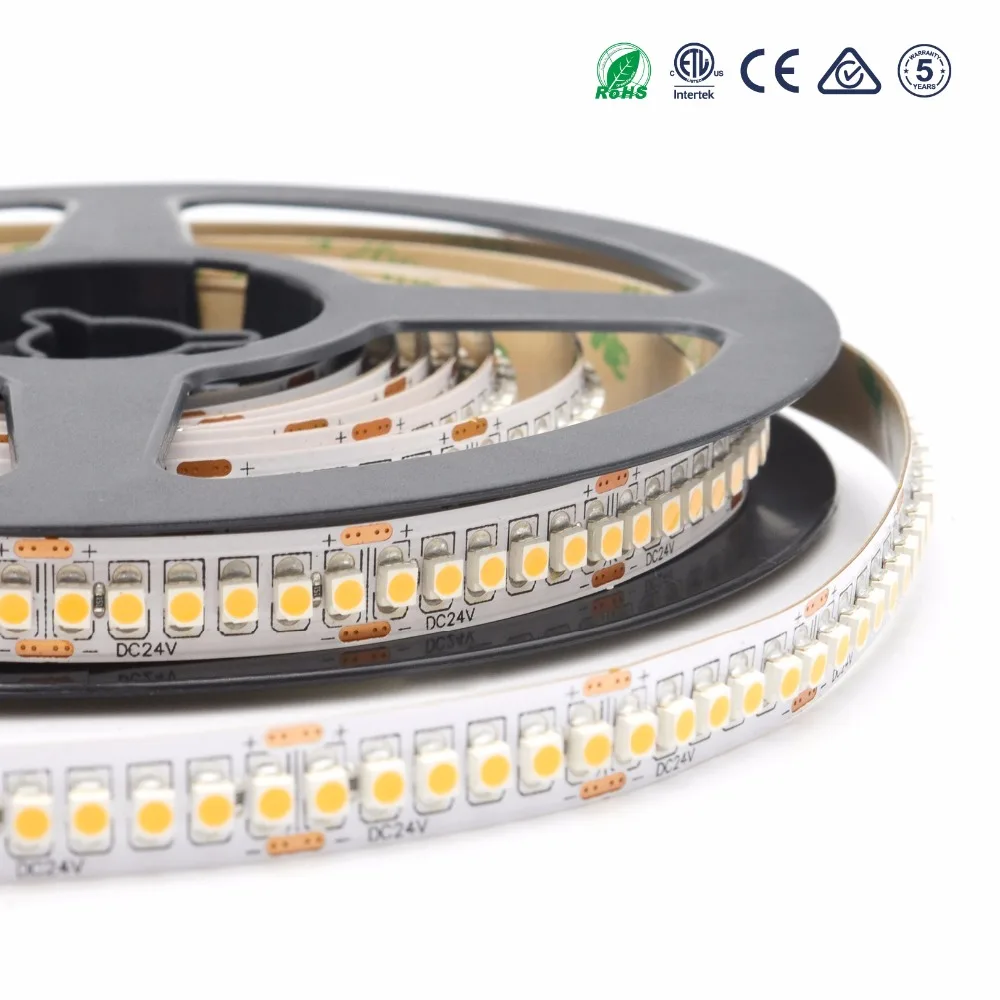 CRI>90 3528 240 leds DC24V High Density LED Tape 10MM PCB Warm White LED flexible strip Light for Indoor Lighting 5M/lot