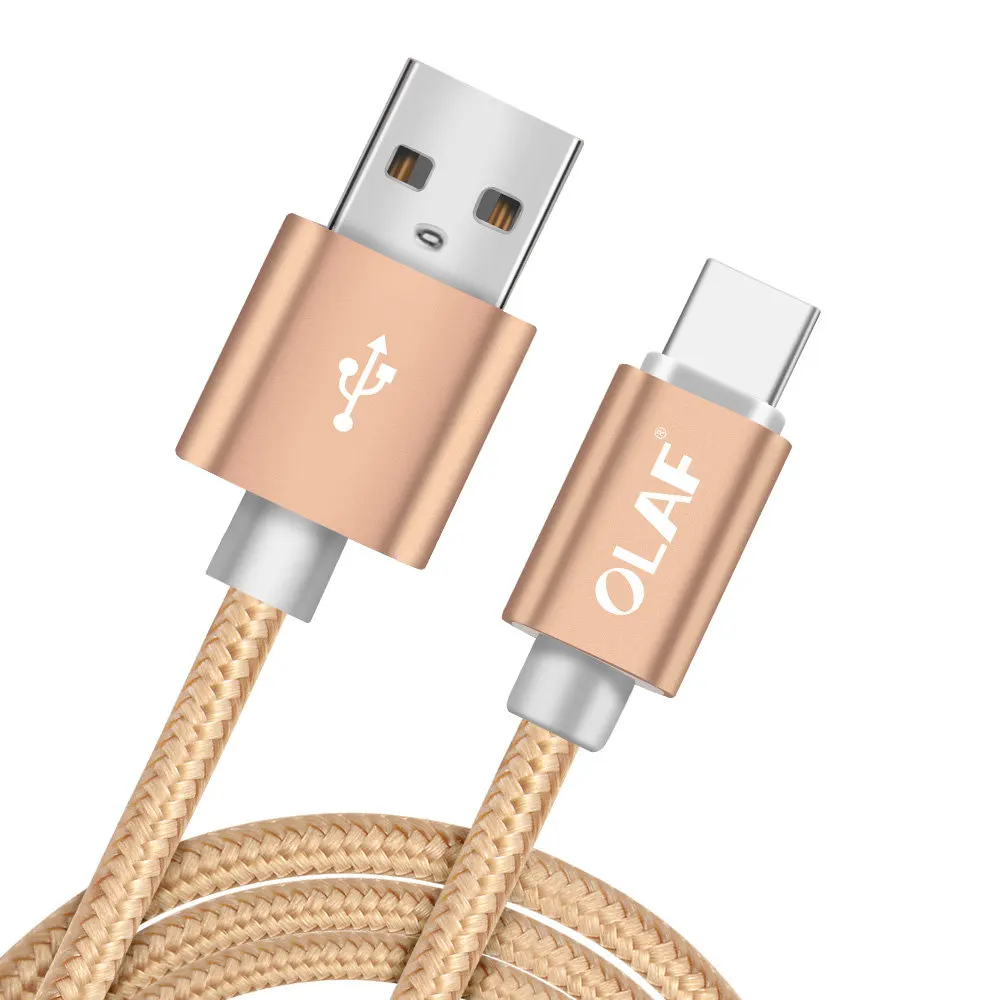 gold Олаф 1 м 2 м 3 м нейлон usb type-C кабель для samsung Galaxy Note 9 S9 S8 кабель передачи данных для быстрой зарядки для Xiaomi Mi6 huawei usb type-C - Цвет: gold