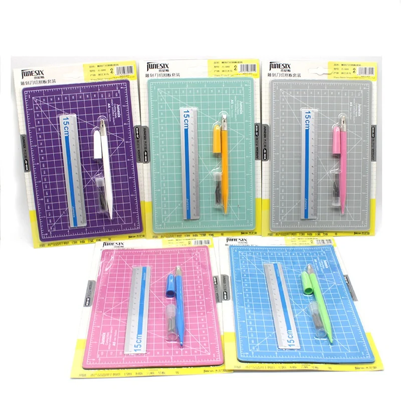 

A5 PVC Manual Cutting Mat Pad Set Patchwork Ruler Engraving Pen Knife Double-sided Self-healing Rubber Stamp Cut Board DIY Tool